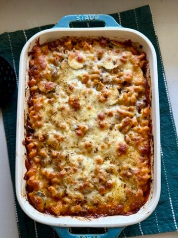 high protein italian beef and pasta bake