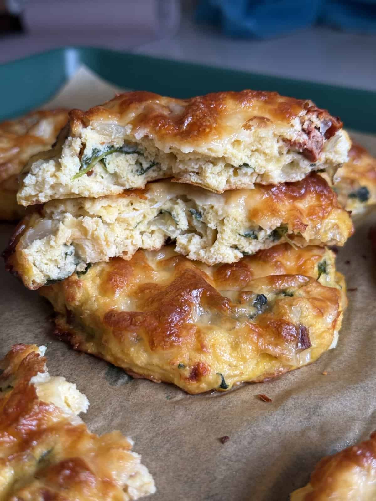 spinach + sun dried tomato egg biscuits