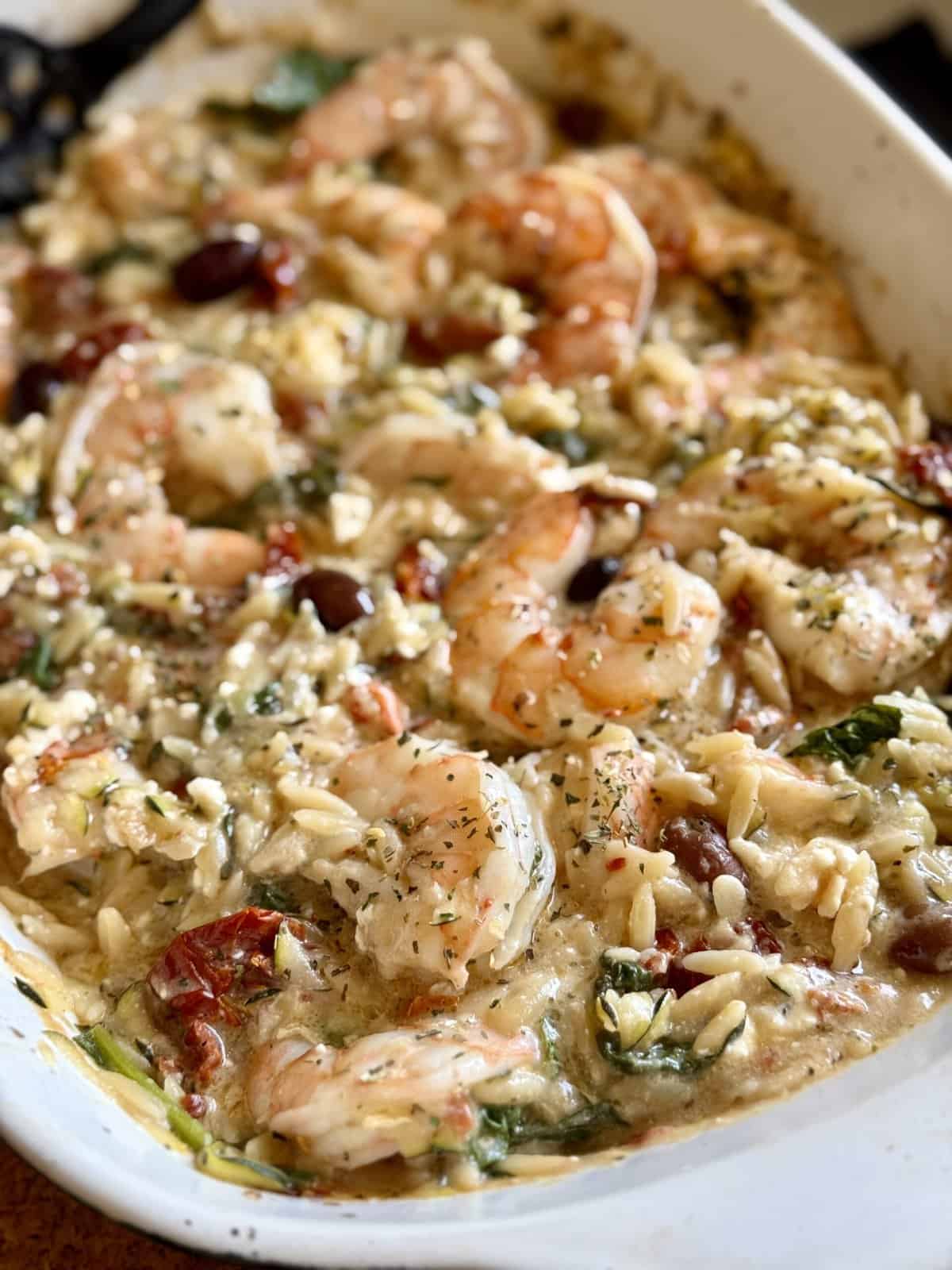 one pan shrimp orzo bake