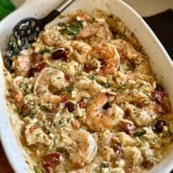 one pan shrimp orzo bake