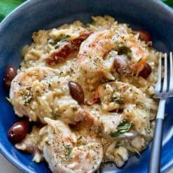 one pan shrimp orzo bake