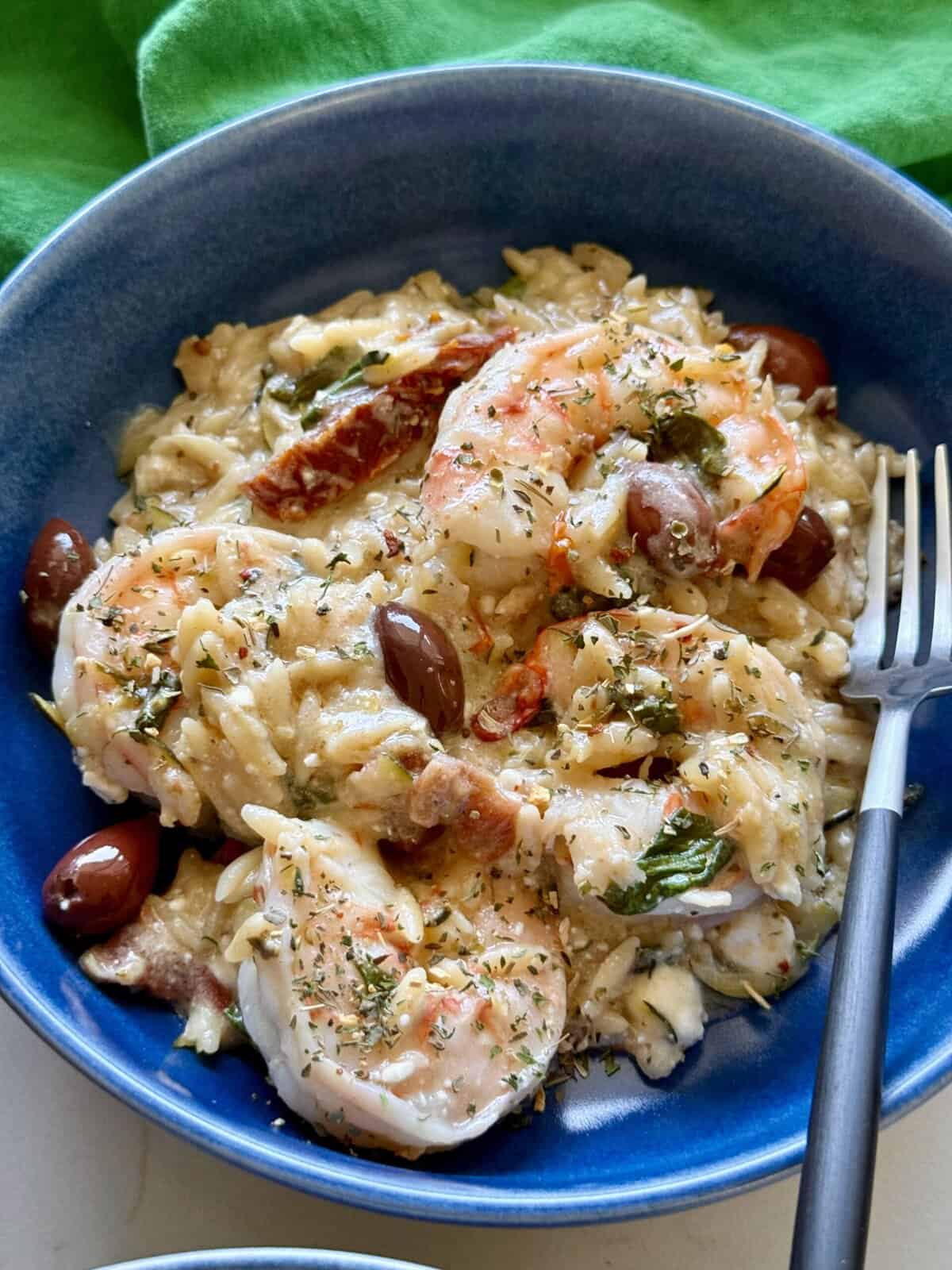 one pan shrimp orzo bake