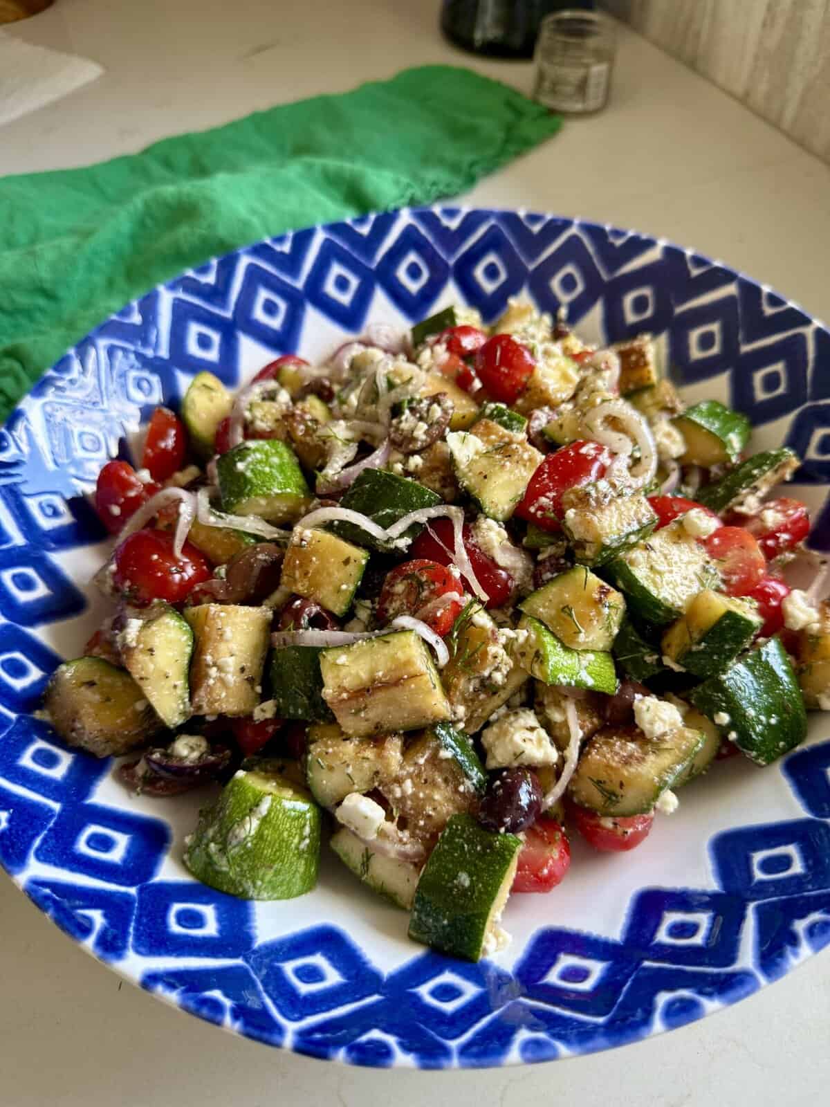 grilled zucchini Greek salad