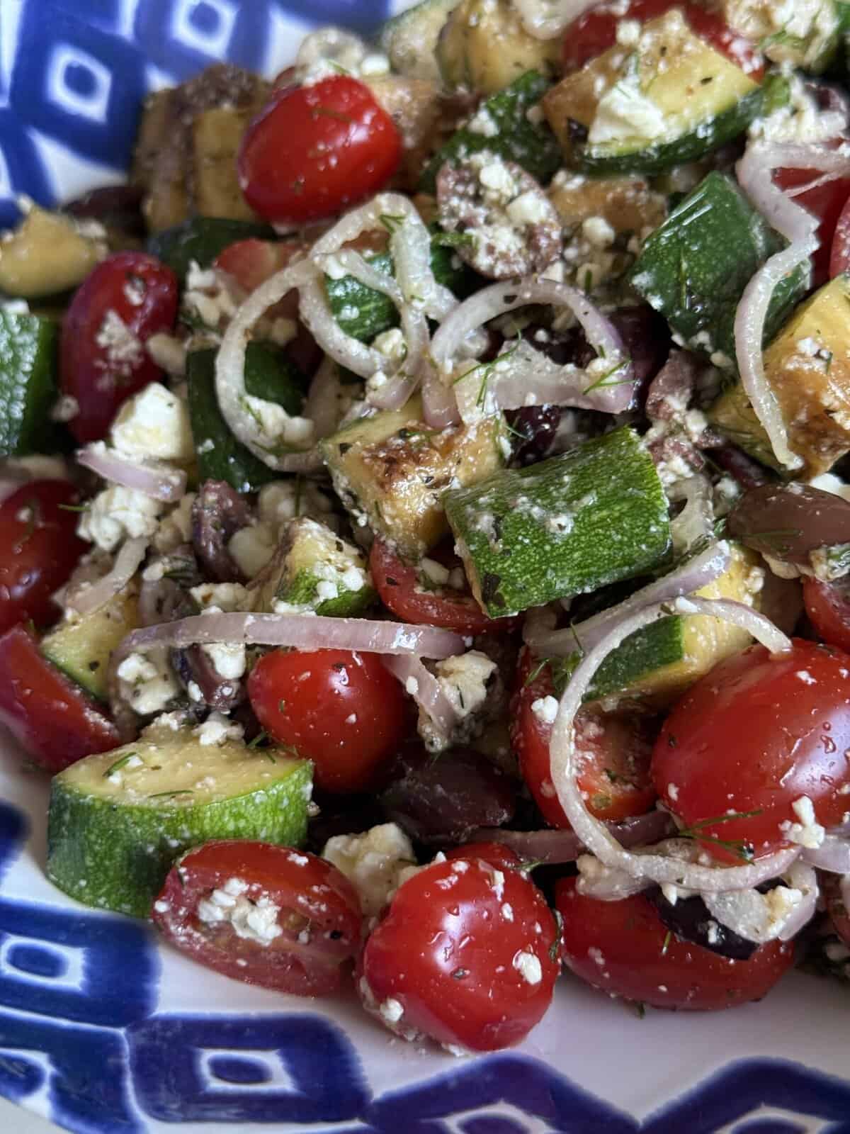 grilled zucchini Greek salad