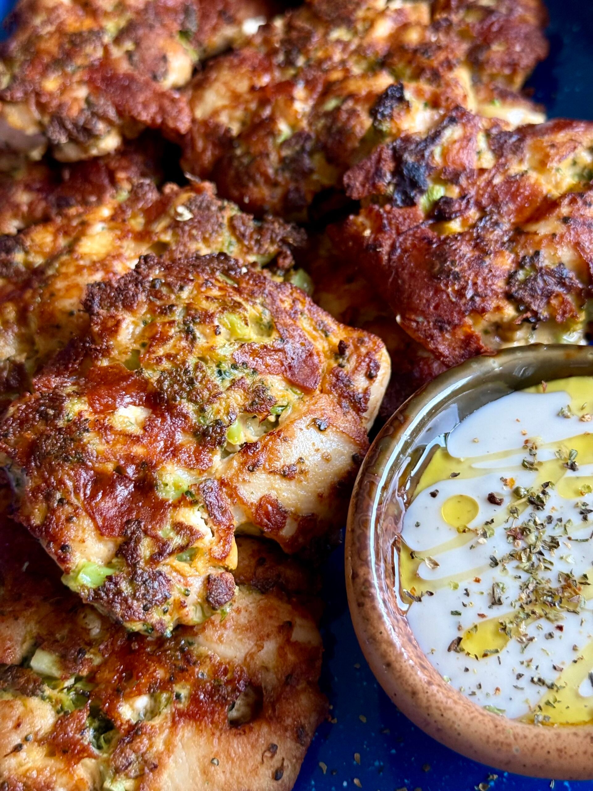 broccoli chicken feta fritters