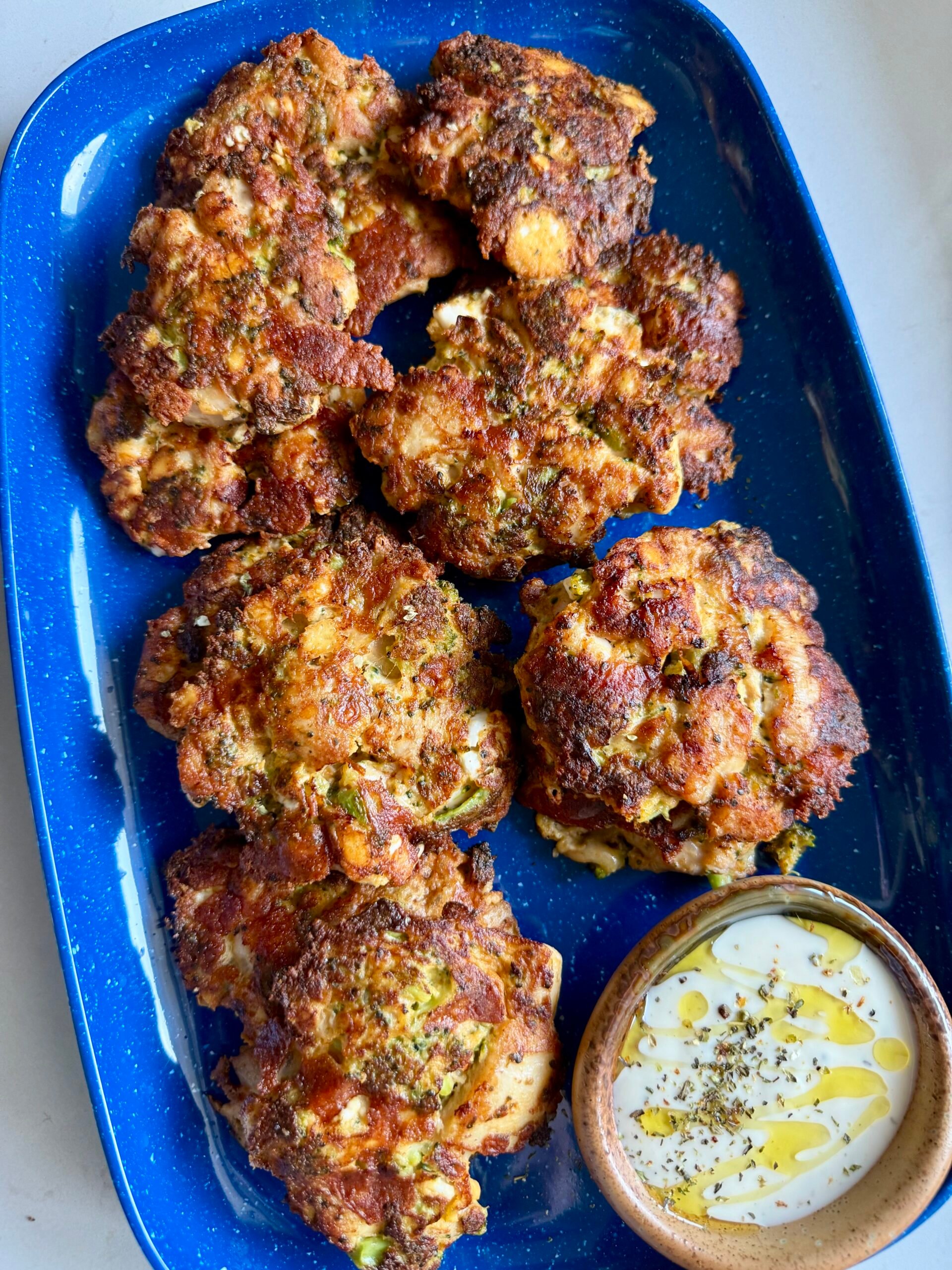 broccoli chicken feta fritters
