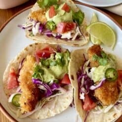 Crispy Fish Tacos with Creamy Green Sauce