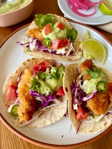 Crispy Fish Tacos with Creamy Green Sauce