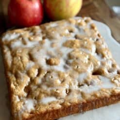 easy apple cake with cinnamon icing
