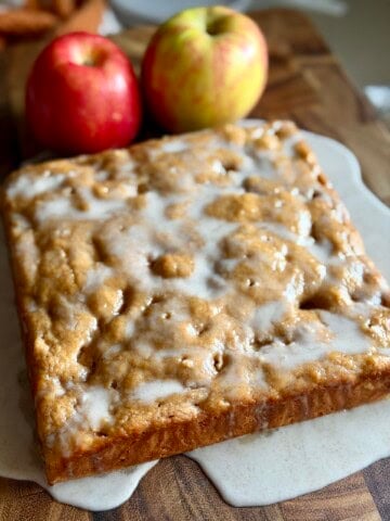 easy apple cake with cinnamon icing
