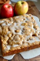 easy apple cake with cinnamon icing