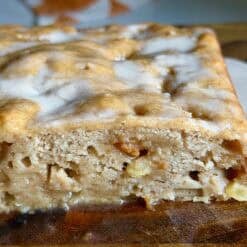 easy apple cake with cinnamon icing