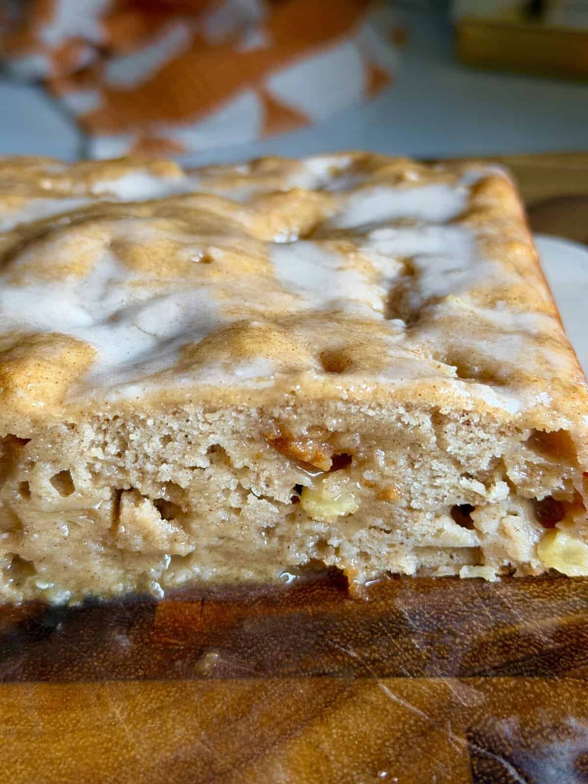 easy apple cake with cinnamon icing