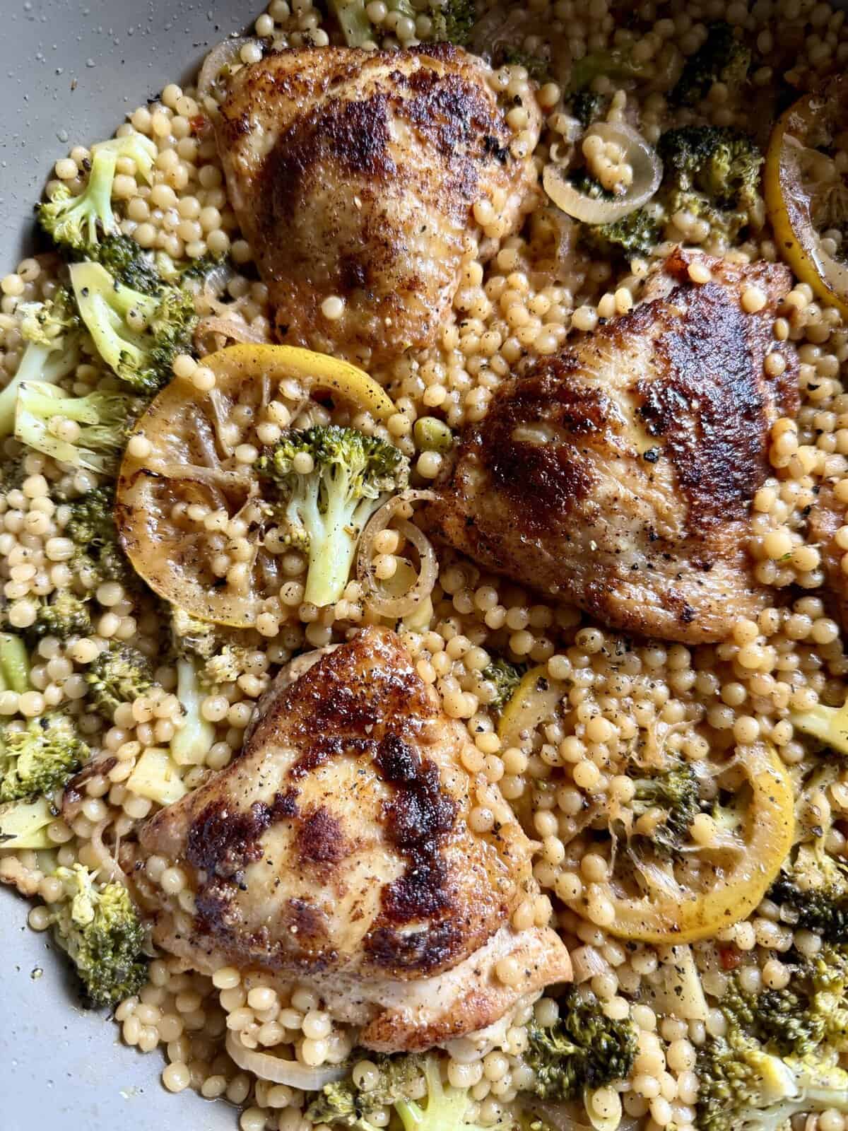 one pan chicken broccoli couscous