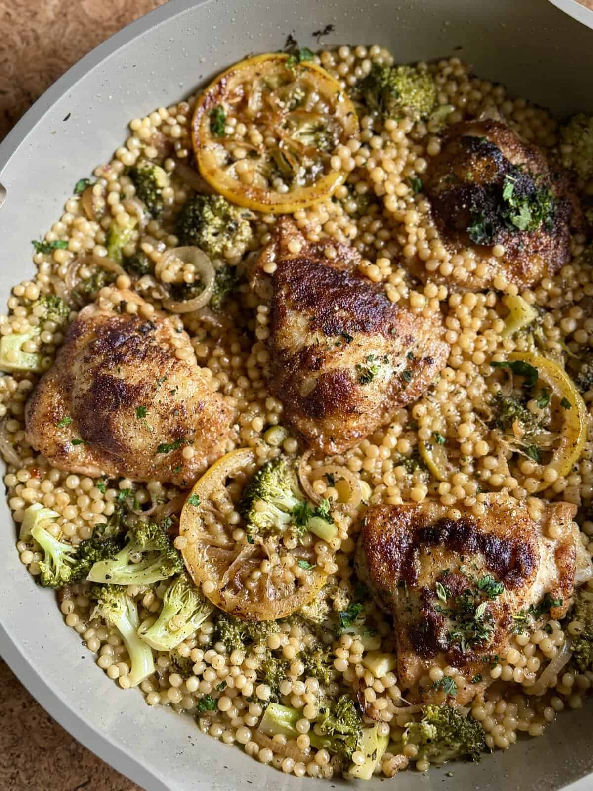one pan chicken broccoli couscous