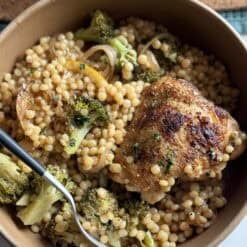 one pan broccoli chicken couscous