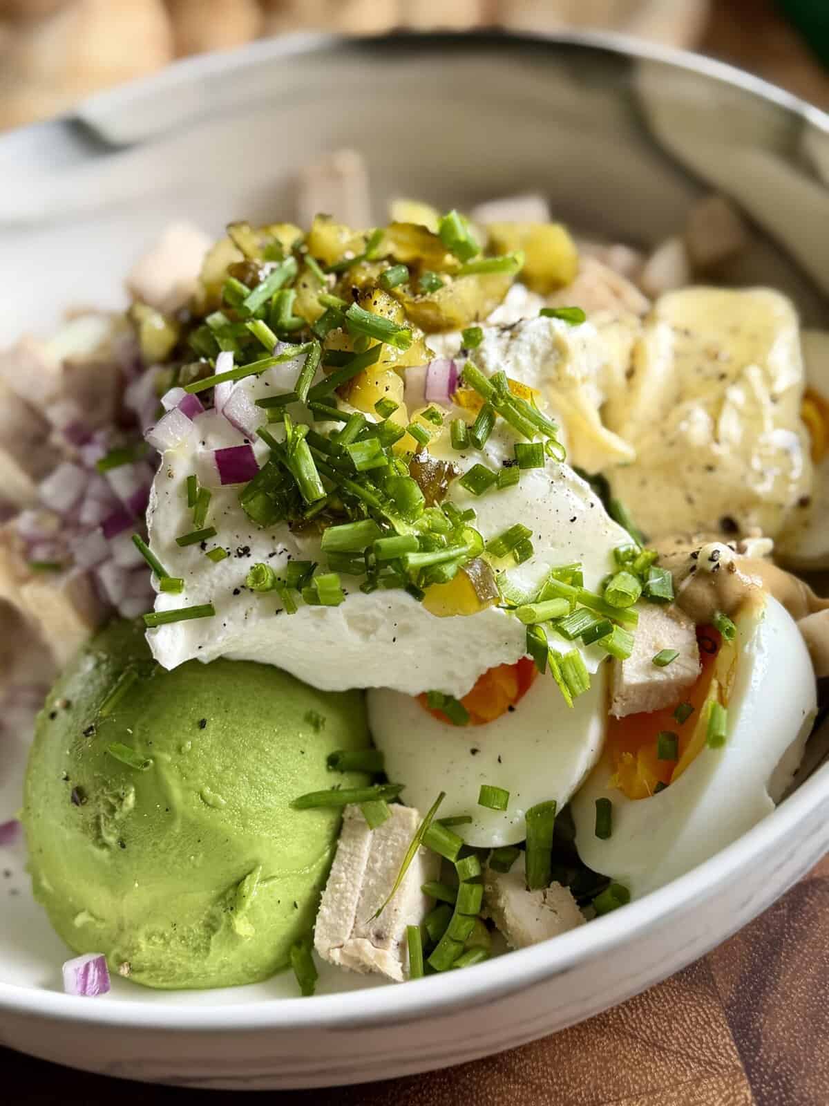 high protein smashed chicken salad