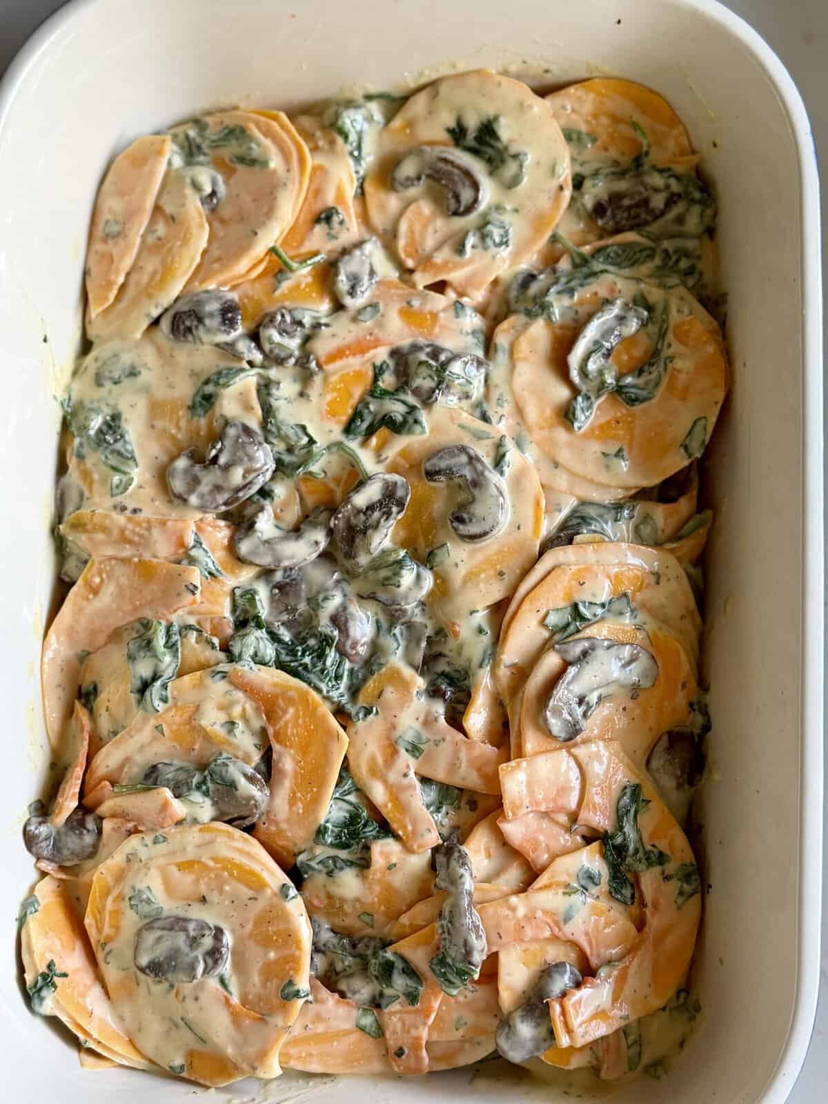 french butternut squash spinach mushroom lasagna
