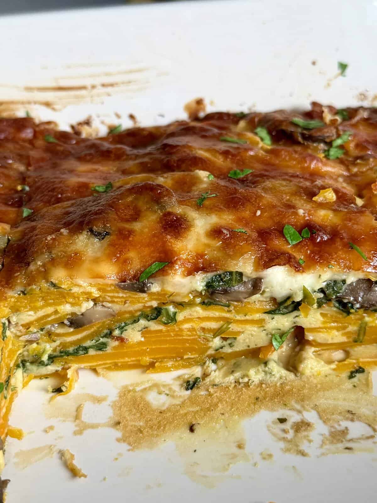 french butternut squash spinach mushroom lasagna
