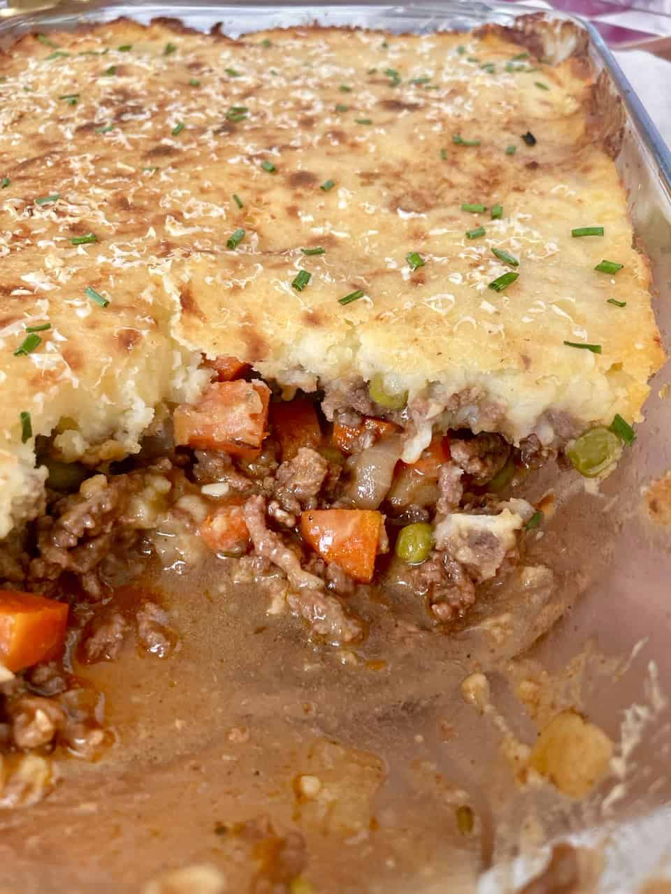 Shepherd's Pie corner scoop close up