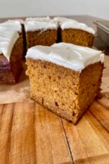 One bowl pumpkin snacking cake slice closeup
