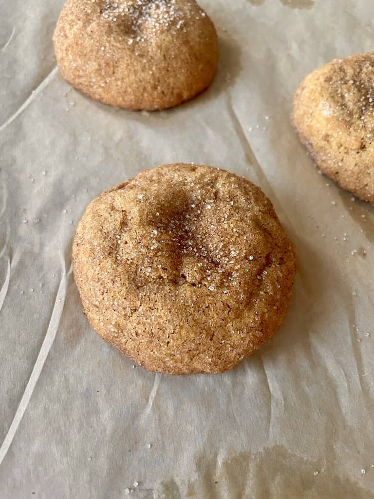 Pumpkin Cheesecake Snickerdoodles, on baking tray