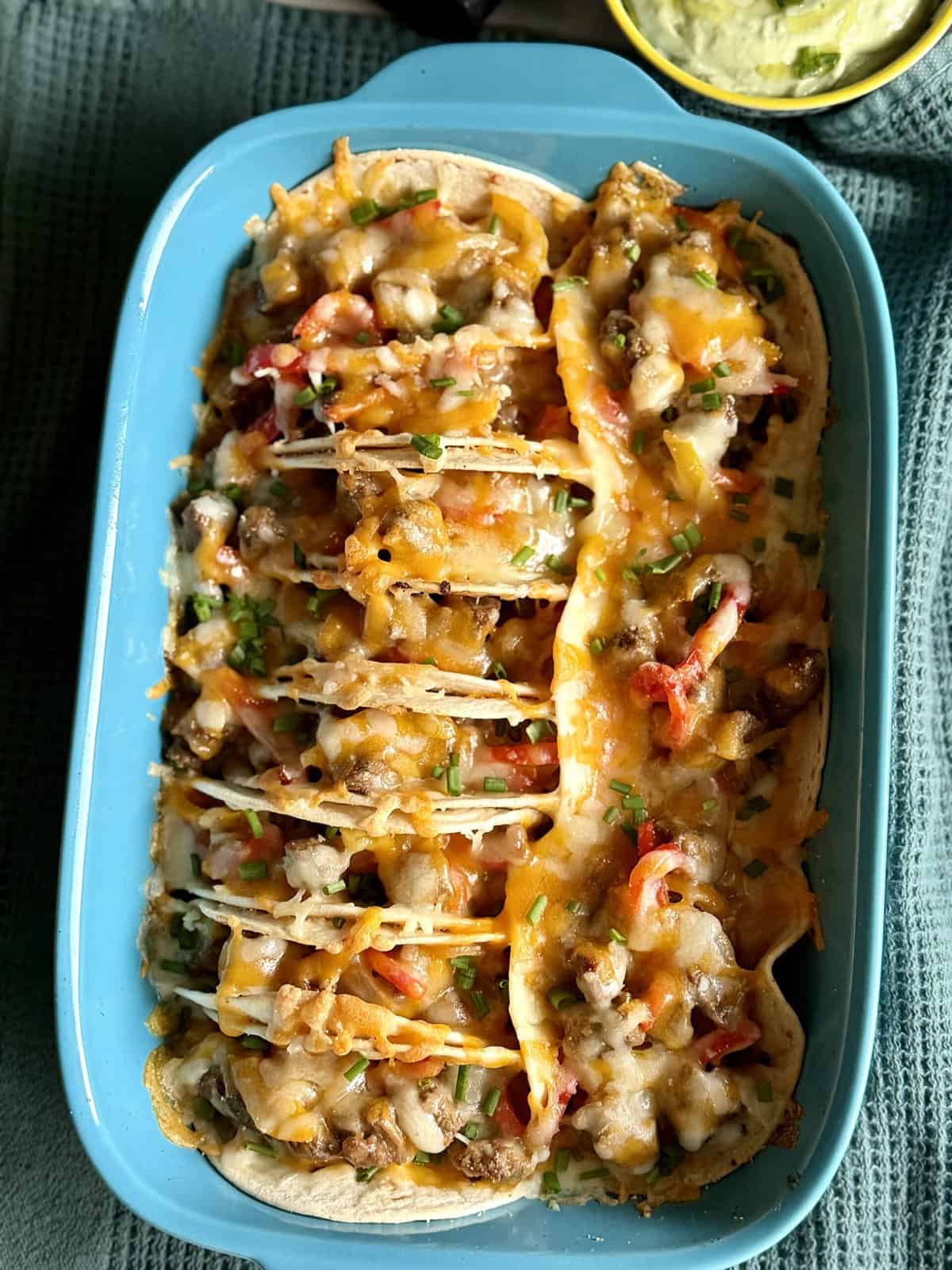 easy baked steak tacos with avocado sauce