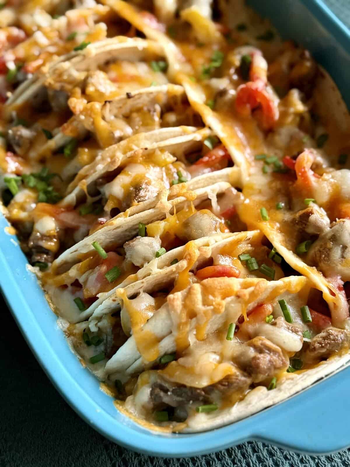 easy baked steak tacos with avocado sauce