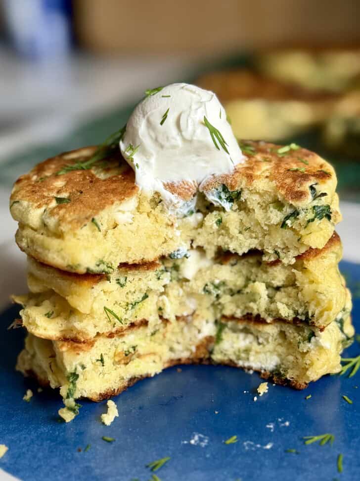 easy spinach + feta pancakes