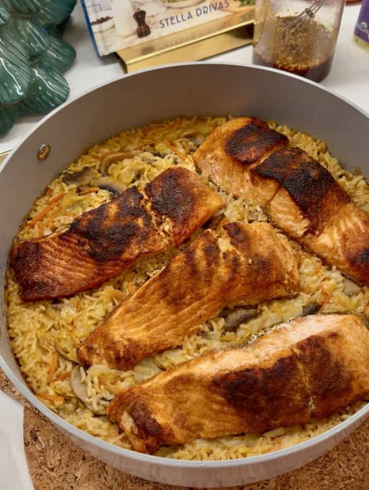 one pan killer crack salmon + rice