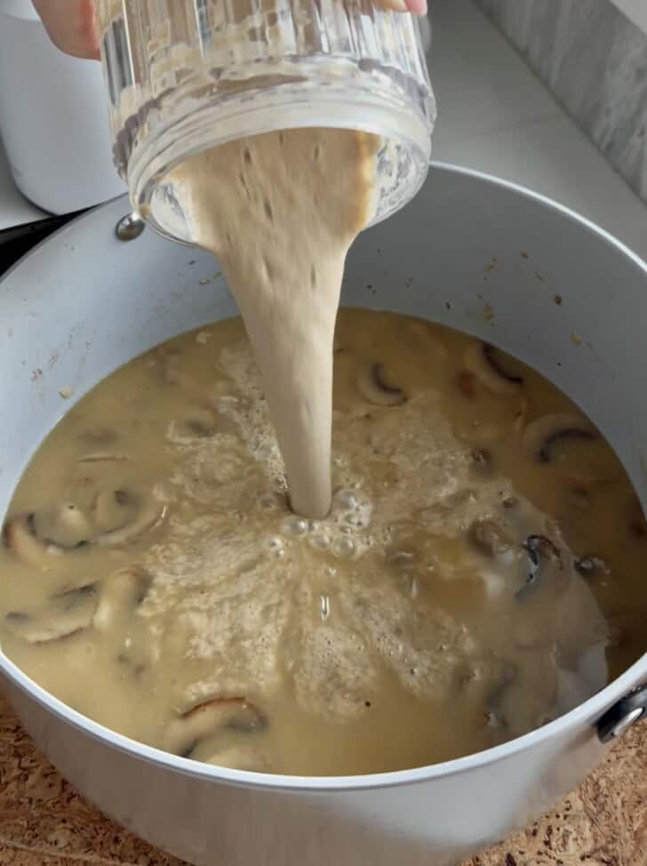 creamy mushroom + spinach tortellini soup