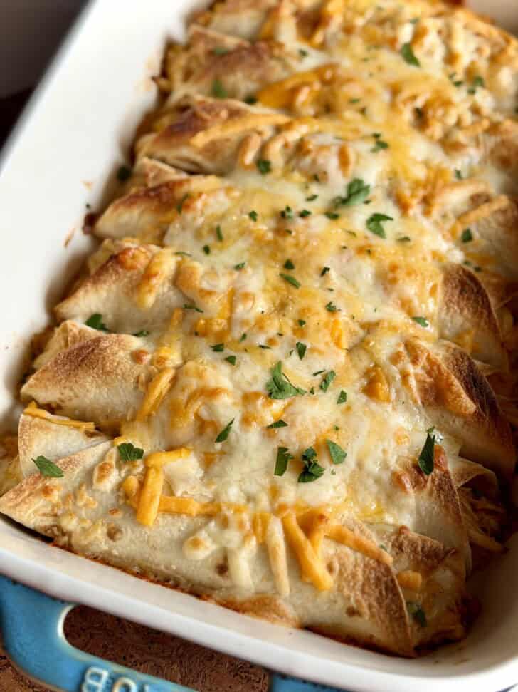 baked street corn chicken flautas