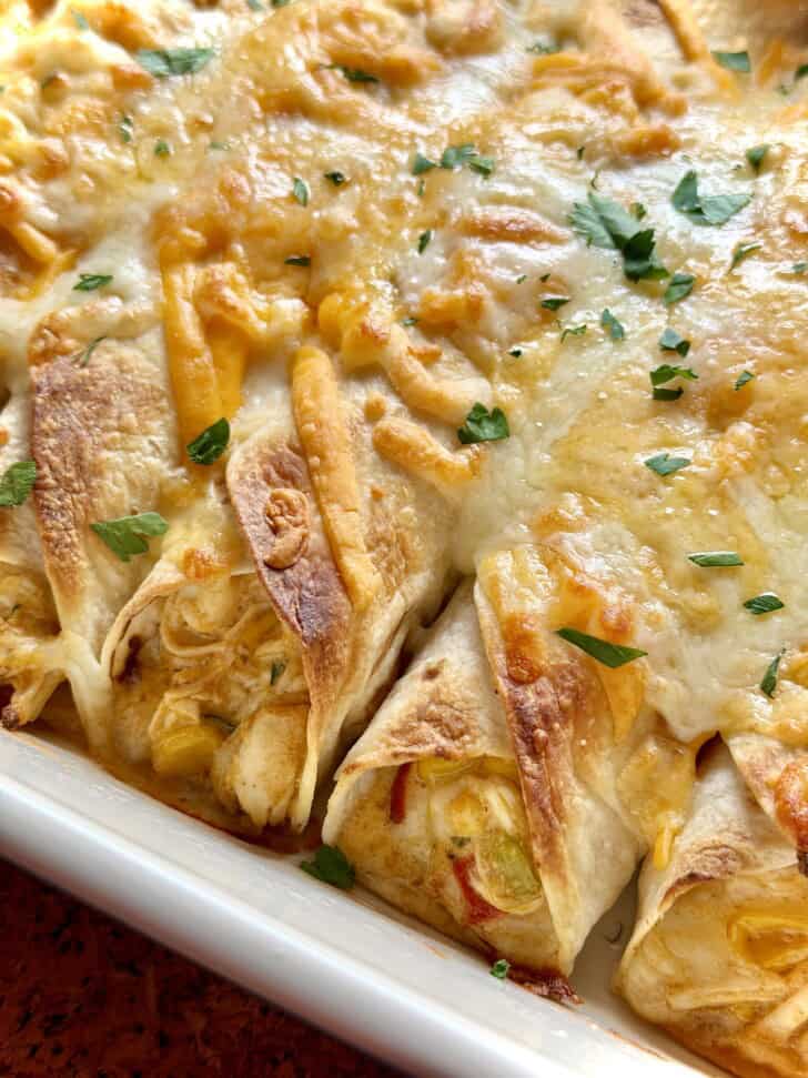 baked street corn chicken flautas