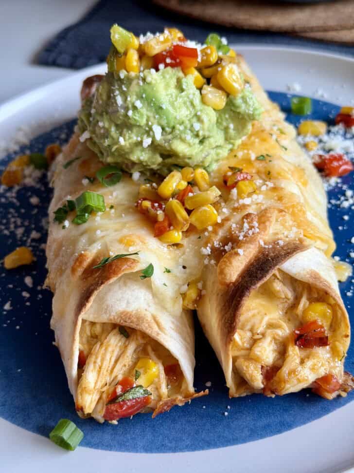 baked street corn chicken flautas