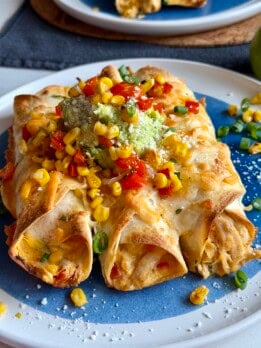 baked street corn chicken flautas