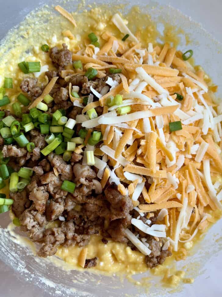 low carb sausage egg + cheese biscuits