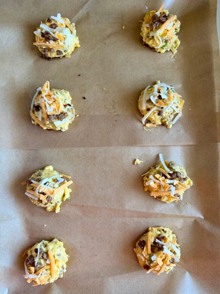 low carb sausage egg + cheese biscuits