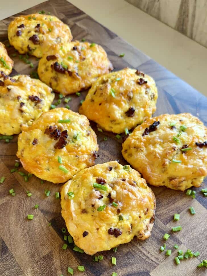 low carb sausage egg + cheese biscuits