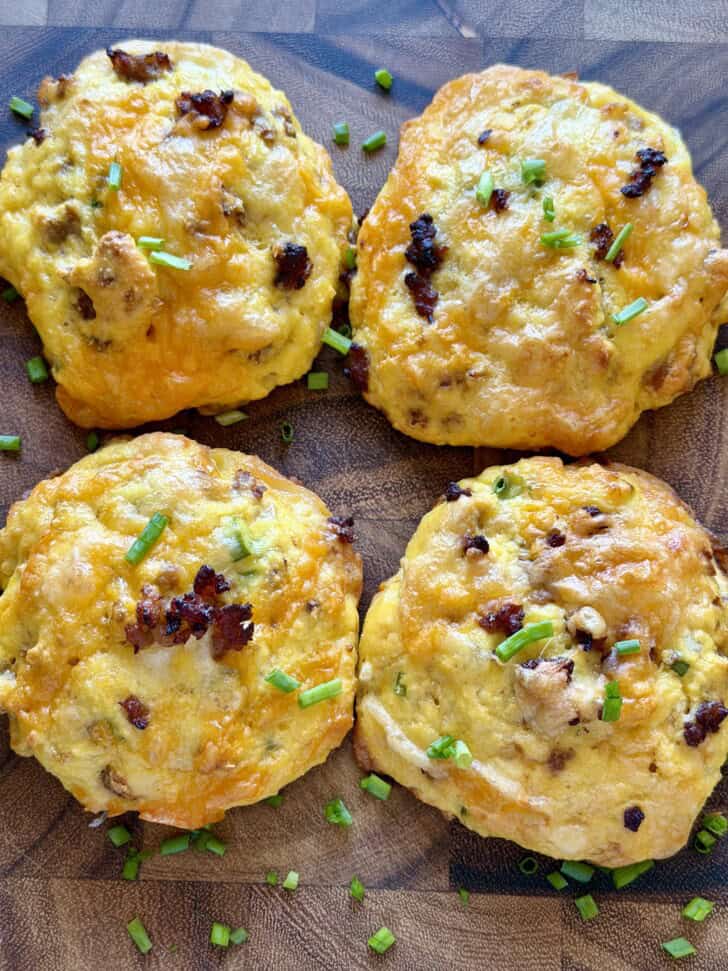 low carb sausage egg + cheese biscuits