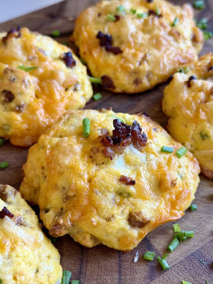 low carb sausage egg + cheese biscuits