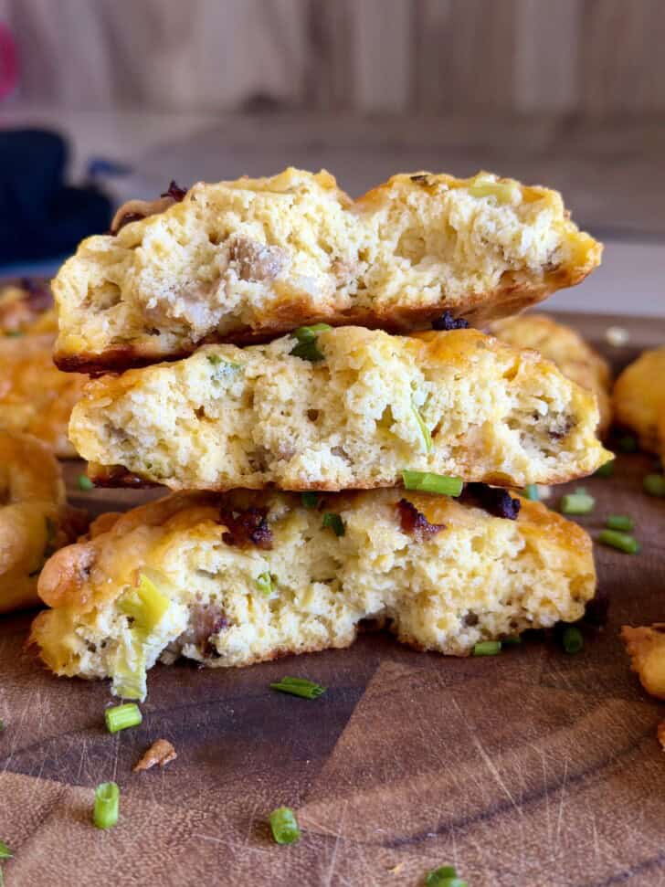 low carb sausage egg + cheese biscuits