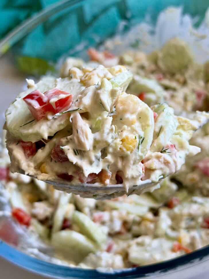 high protein creamy tuna cucumber salad
