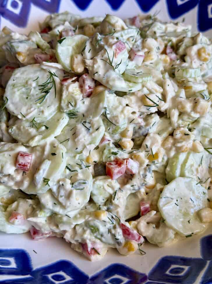 high protein creamy tuna cucumber salad