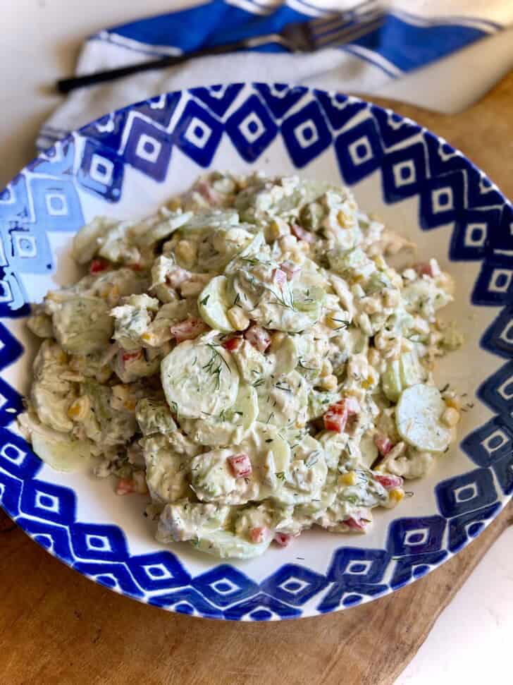 high protein creamy tuna cucumber salad