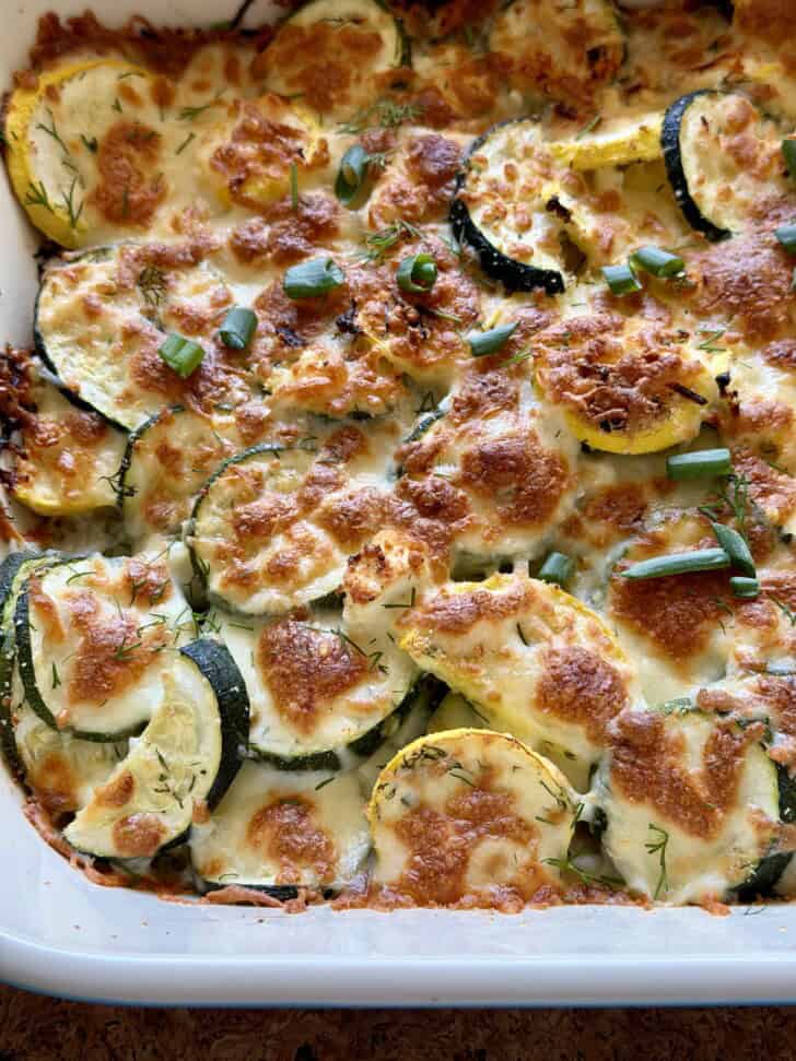 low carb greek style cheesy zucchini bake