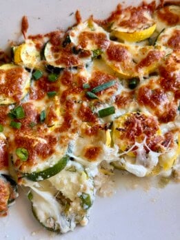low carb greek style cheesy zucchini bake