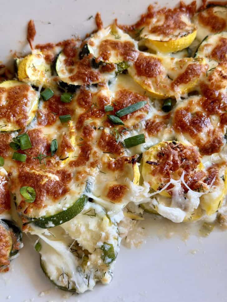 low carb greek style cheesy zucchini bake
