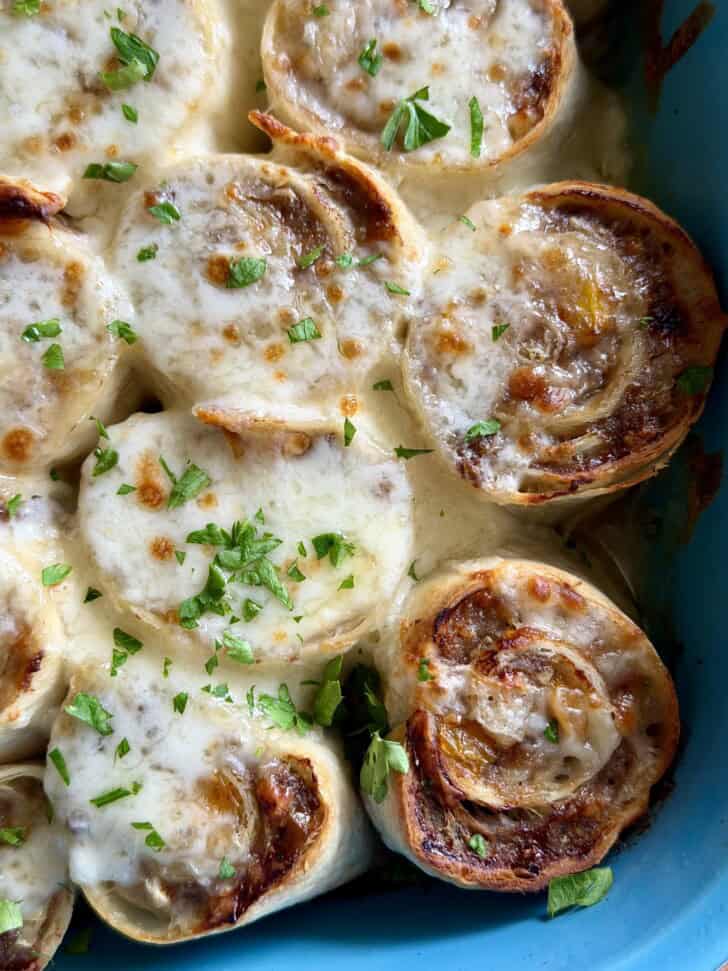 ground beef tortilla roll ups