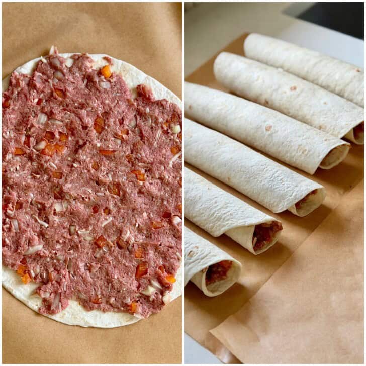 ground beef tortilla roll ups