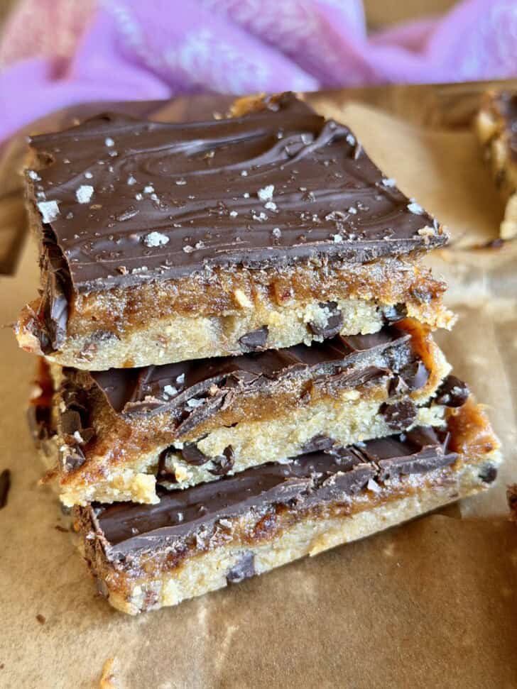 no bake healthier caramel cookie bars